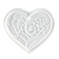 Tree decoration, winged heart, small, Medals white, H 3,7 cm