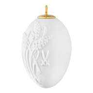 Osterei mit Relief, Traubenhyazinthe, Weiß, Biskuit