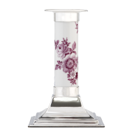 Leuchter mit Silbermontur, Blütenimpressionen, purpur, H 13,5 cm