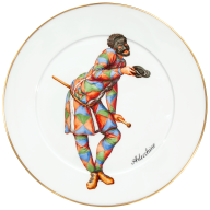 Wandteller, Form "No 41", Italienische Komödie, Arlecchino, Ø 33 cm