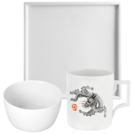 Home office set, 3-pcs, Mug "Ming Dragon", Platter and Bowl "MEISSEN® Cosmopolitan" white