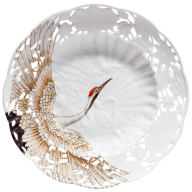 Wandschale, "Fliegender Kranich" Lim. 50, Form "Schwanendessin", Ø 25,5 cm
