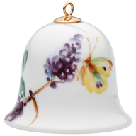 Miniatur-Glocke, Waldflora mit Insekten, Liguster, weißer Rand, H 5 cm