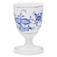 Eierbecher, Form "Neuer Ausschnitt", Zwiebelmuster, kobaltblau, weißer Rand, H 7 cm