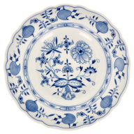 Suppenteller, Form "Neuer Ausschnitt", Zwiebelmuster, kobaltblau, weißer Rand, Ø 22 cm