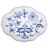 Schälchen, Form "Neuer Ausschnitt", Zwiebelmuster, kobaltblau, weißer Rand, L 18 cm