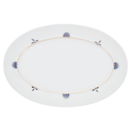 Platte, oval, Form "No 41", Noble Blue, Blütenzweige, Blütenrosetten, L 30 cm