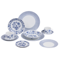 Starter-Set, 12-tlg. für 2 Personen, Form "No 41", Zwiebelmuster, Mesh blau