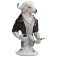 Büffel Mr. Respekt, Bunt und gold staffiert, H 19,5 cm