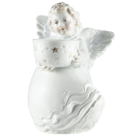 Christmas angel with bowl, Coloured with gold, H 16,5 cm