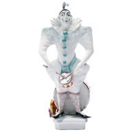 Künstlerkapelle Clown mit Trommel, Platin staffiert, reich