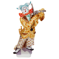 Künstlerkapelle Clown mit Violine, Platin staffiert, reich