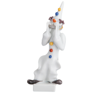 Clownskapelle Clown mit Harmonika, Platin staffiert, reich, 10 cm