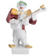 Clownskapelle Clown mit Gitarre, Platin staffiert, reich, 8 cm