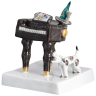 Clownskapelle Flügel zu Pianist, Platin staffiert, reich, 6,5 cm