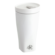 Coffee to go Becher mit Porzellandeckel, Form "Nova", Monogramm, 2 Buchstaben, schwarz, V 0,35 l