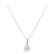 Collier Royal Blossom Diamond,  750 Roségold, Länge 45/42 cm, 1 Porzellanblüte M, 8 Brillanten 0,13 ct, VS, fw, Vollschliff Gut