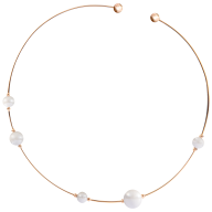 Halsreif Pearl Collection Pure White, 750 Roségold, 5 Porzellanperlen in den Größen 8, 10 und 12mm, Innendurchmesser ca. 125mm