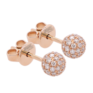 Ohrstecker Pearl Collection Pavé, 750 Roségold, 2 Goldperlen Pavé je 6 mm, 38 Billanten, 0,30 ct, TW/VSI