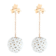 Ohrringe Schneeballblüten Boule, 750 Roségold, Blütenstempel staffiert in Gold