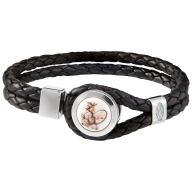 Lederarmband Chinoiserie, 925 Sterlingsilber