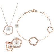 Set Royal Blossom Frame Ohrstecker, Armband & Collier, 750 Roségold