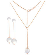 Set Pearl Collection Pure White, Ohrringe & Collier 63 cm, 750 Roségold