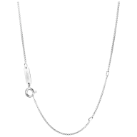 Collierkette 925/rhodiniert, Venezia halbrund, Ø 1,2 mm, Länge 50 cm, Zwischenöse bei 45 cm und bei 42 cm, mit MEISSEN-Logotag