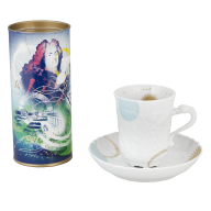 Trinkschokoladen-Set, 2-tlg., ADORATIO Schokoladenkunst Trinkschokolade 250g, Tasse Form "Schwanendessin", V 0,14 l