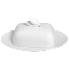Butterdose, Form "Wellenspiel Relief", Weiß, L 22 cm