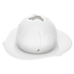 Windlicht Seerosenblüte, Form "Wellenspiel Relief", Weiß, H 9 cm