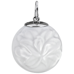 Anhänger "Boule" Tuberose Relief in Weiß, 750 Weißgold, Ø 1,9 cm