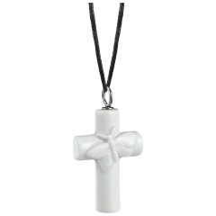 Anhänger Kreuz Schmetterling in Weiß, 750 Weißgold