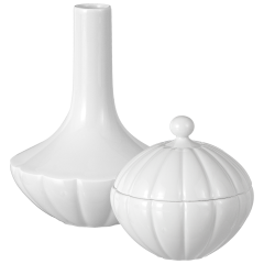 Home-Deco-Set, 2-tlg., "Landscape", Vase, Dose, Weiß