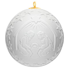 Kugel mit Relief, Weihnachtskrippe, Weiß, bisquit, Ø 7 cm