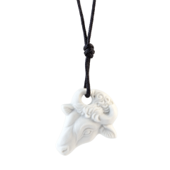 Anhänger "Sternzeichen" Stier, Weiß, Biskuit, 3,5 x 3 cm