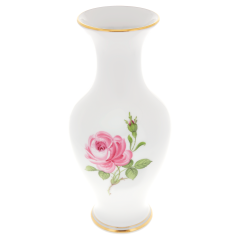 Vase, Form "Neuer Ausschnitt", Rose mitte, bunt, Goldrand, H 24 cm