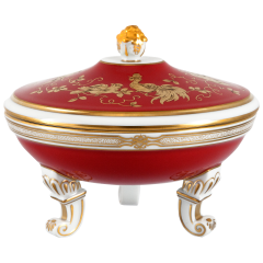 Dose "Goldene Vögel und Blattranken", Ø 12,5 cm