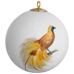 Baumschmuck Kugel, Vogelmalerei, exotisch, bunt, Motiv: Paradiesvogel, Ø 5 cm
