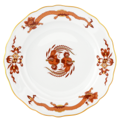 Speiseteller, groß, Form "Neuer Ausschnitt", Hofdrache, rot, Ø 28 cm
