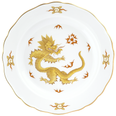 Vorspeise- und Dessertteller, Form "Neuer Ausschnitt", Ming-Drache, gelb, Ø 18 cm