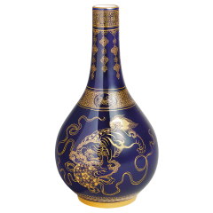 Chinesische Wasserflasche Fo-Hunde auf kobaltblauem Grund, Limitierte Meisterwerke, H 24,5 cm