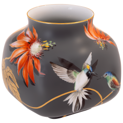 Vase I, Passionsblume & Kolibris, Lim. 25, Form "Nova", H 17,5 cm