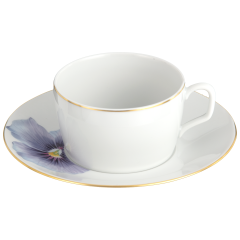 Coffee cup & saucer, Shape "MEISSEN® Cosmopolitan", "Giant Bloom", Pansy, gold rim, V 0,25 l