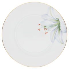 Starter- and Dessert Plate, Shape "MEISSEN® Cosmopolitan", "Giant Bloom", Lily, gold rim, Ø 22,5 cm