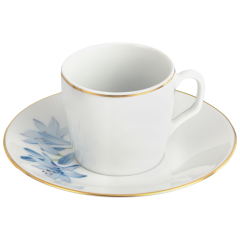 Espresso cup & saucer, Shape "MEISSEN® Cosmopolitan", "Giant Bloom", African Lily, gold rim, V 0,05 l