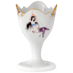 Eierbecher, Form "Großer Ausschnitt", Motive aus 1001-Nacht, grafische, Goldrand, H 8 cm