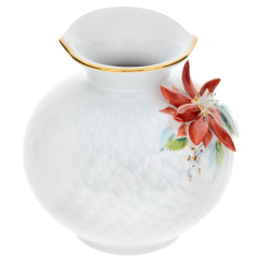 Vase, winter rose, coloured and gold, H 9 cm