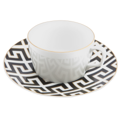 Coffee cup & saucer, Shape "MEISSEN® Cosmopolitan", Royal Palace, black with golden contour, white rim, V 0,25 l