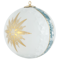 Baumschmuck Kugel Reliefsterne, "Meissen Christmas Star", blau, Ø 7 cm
